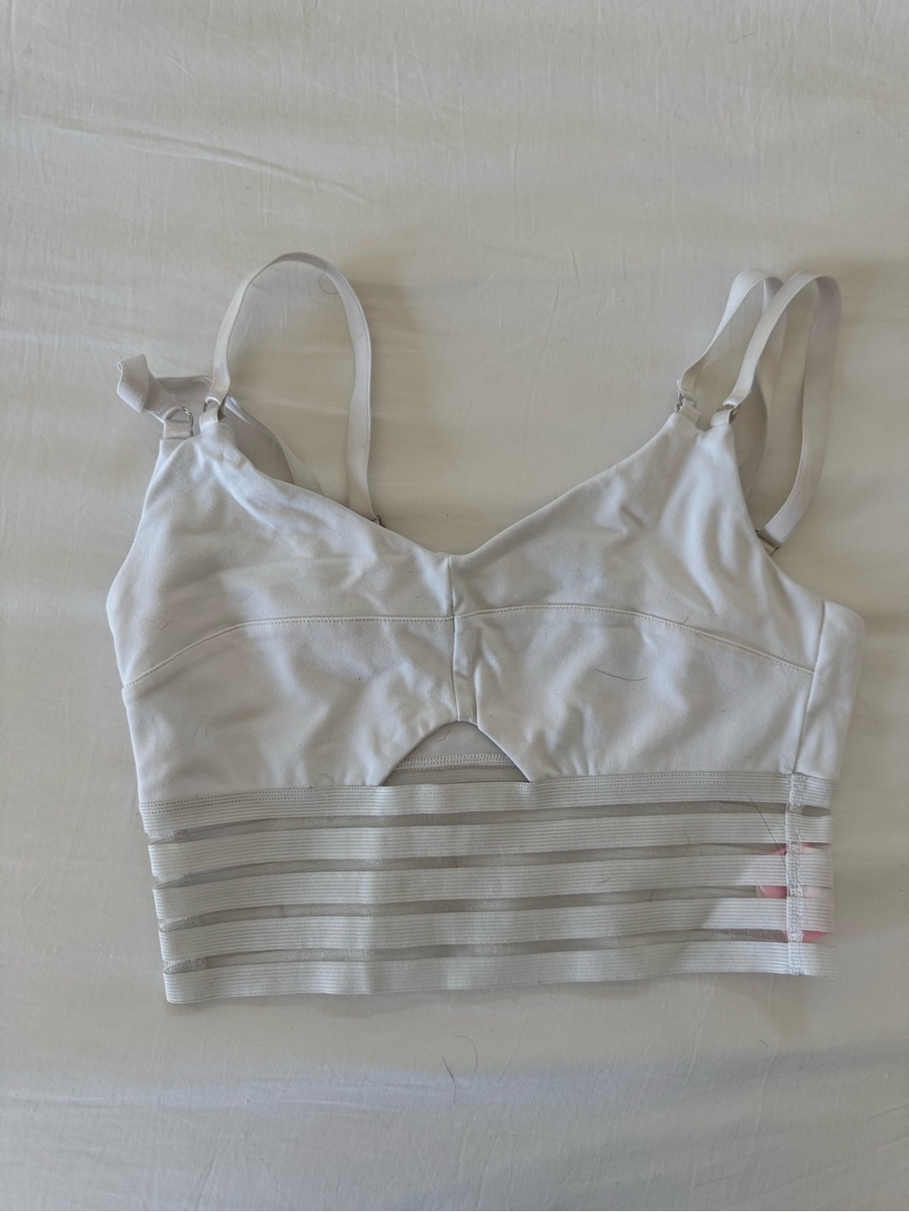 Bombshell Sportswear White Strappy Longline Sports Bralette
